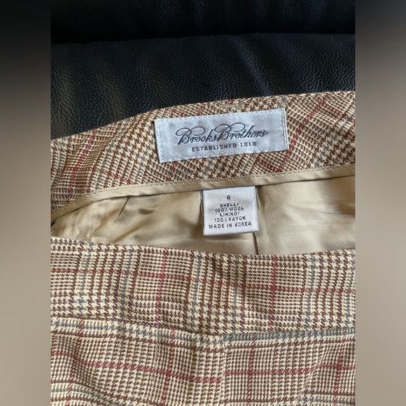 Y2K VINTAGE BROOKS BROTHERS Wool Plaid Trousers in Camel. Size 6. Very Now! - Picture 4 of 7